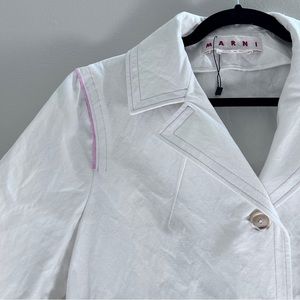 Marni Cotton Raw Edge Crop Stitching Blazer Crisp White. NWOT